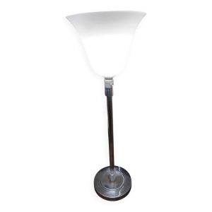 Lampe Mazda 1930 métal chromé, et verrine opaque