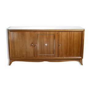 Buffet art déco merisier et laiton années 50