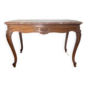 Table de Salon Style Louis XV avec plateau en marbre travaillé impeccable