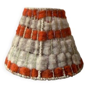 Abat jour en laine années 60 orange et beige