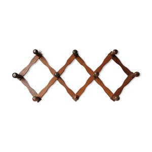 Porte-manteau vintage harmonica en bois 1970