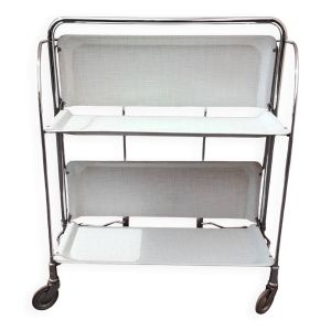 Desserte / Chariot de Service Pliable Vintage Chromé & Stratifié