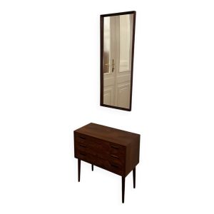 Commode et miroir danois en palissandre des années 1950
