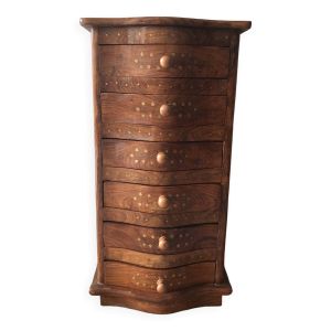 Meuble chiffonnier marqueterie ancien artisanal
