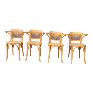 4 chaises  / fauteuils en bois et tissu ( style Baumann  )