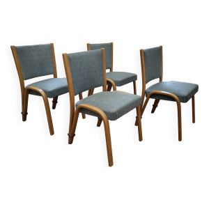 4 chaises Bow wood édition Steiner 1950