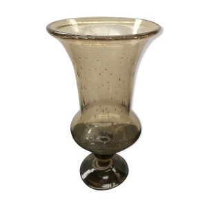 Vase sur pied style Biot verre bullé vintage