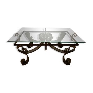 Table basse en fer forgé brutaliste