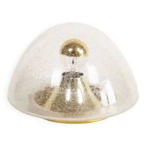 Applique ou plafonnier en laiton et verre bullé par Hoffmeister