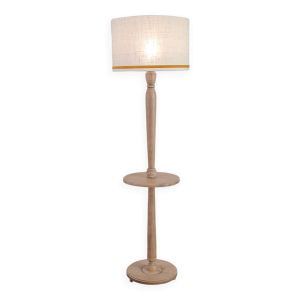 Lampadaire bois clair avec tablette bois Art Déco