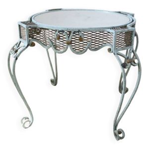 Guéridon en fer forgé plateau miroir 1930