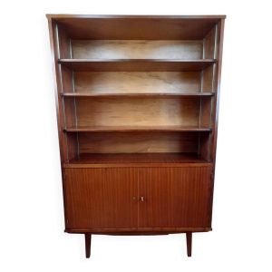 Bibliothèque vintage scandinave en bois marron, années 60