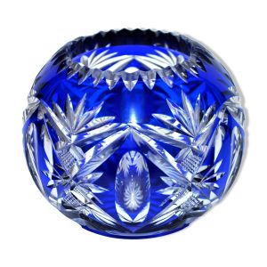 Vase, photophore en cristal overlay bleu