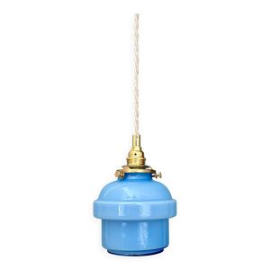 Suspension globe vintage en opaline bleue