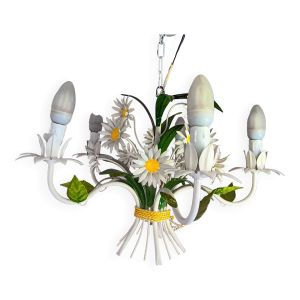 Lustre fer forgé fleurs marguerites