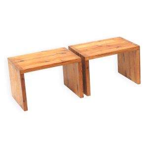 Ensemble unique de 2 tables / tables de chevet vintage par Ate van Apeldoorn pour Houtwerk Hattem