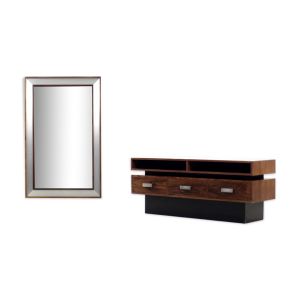 Coiffeuse scandinave moderne en palissandre avec miroir oblong, années 1970