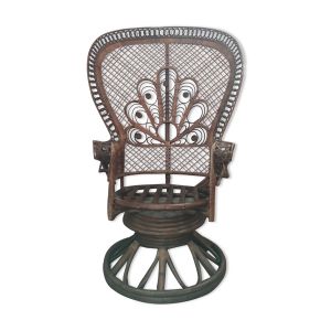 Fauteuil paon Emmanuelle rotin vintage