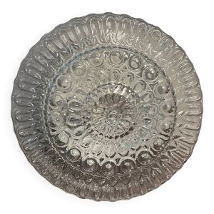 Applique plafonnier en verre ciselé bullé douille porcelaine