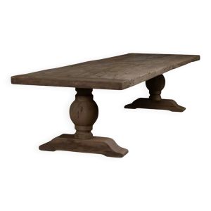 Table monastère soleil en bois massif ancien patiné