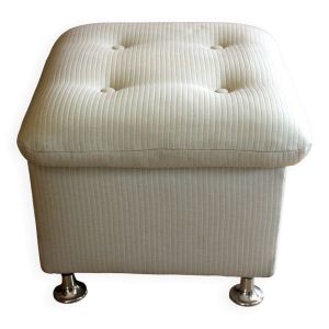 Tabouret de chambre des années 1970, coffre à linge, en tissu, métal et plastique, vintage