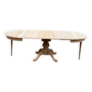 TTable à manger ronde pied central extensible en bois massif avec 3 rallong