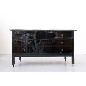 Commode noire moderne du milieu du siècle par Carlo di Carli, 1950