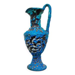 Grand vase cruche céramique bleu