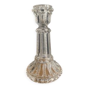 Bougeoir miniature en verre ciselé ancien, 1900