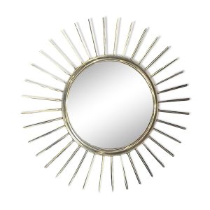 ancien Miroir Soleil Oeil De Sorcière laiton bruni