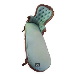 Récamier/Ancienne méridienne style baroque turquoise 1840