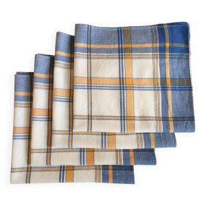 4 serviettes bistrot bleues 50 x 47