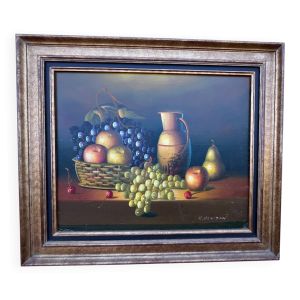 Tableau : huile sur toile - nature morte aux fruits