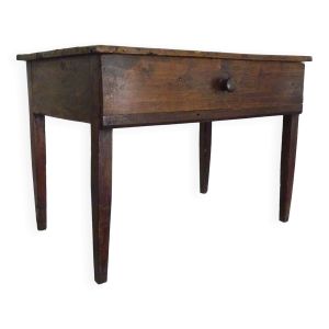 Table de ferme ancienne à gibiers en châtaignier massif à 1 tiroirs XIXème.