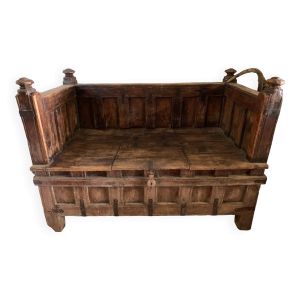Banc coffre indien en bois massif