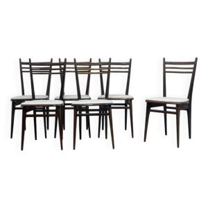 Set de 6 chaises en bois et tissu gris