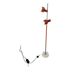 Lampadaire orange avec deux spots des années 70