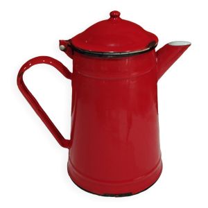 Cafetière en tôle émaillée rouge