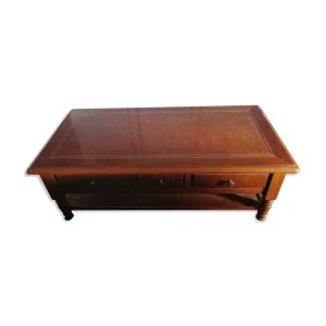 Table basse en marqueterie de merisier et noyer