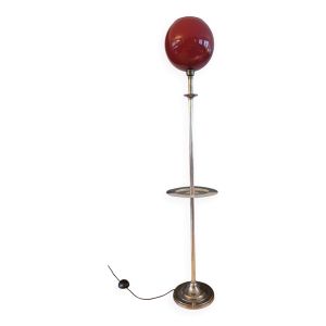 Lampadaire à plateau avec globe en verre opaline