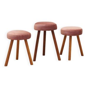 Ensemble de trois repose-pieds roses, design danois, années 1960, production : Danemark