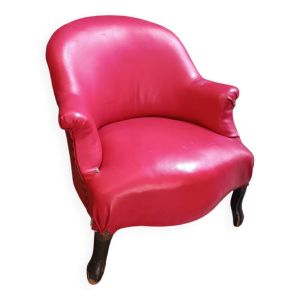 Fauteuil crapaud cuir rouge