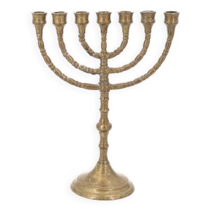 Chandelier Menorah à 7 branches en laiton, années 60