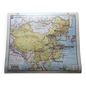 Carte scolaire vintage : Chine n°52 Vidal Lablache.