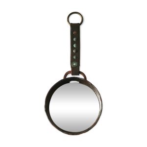 Miroir rond en métal fer forgé, années 50