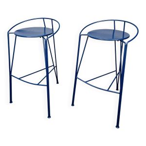 Paire de tabourets de bar Pascal Mourgue modèle Lune D'Argent, Fermob, années 80