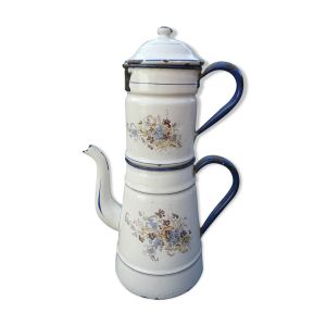 Cafetière émaillée décor floral