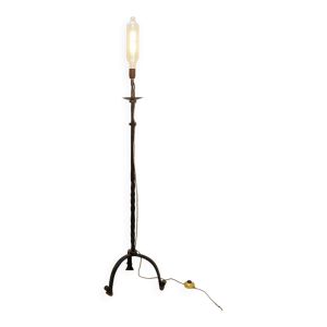 Lampadaire tripode en fer forgé brutaliste - 20e siècle