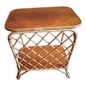 Table d'appoint, chevet en osier et rotin, 1960-1970