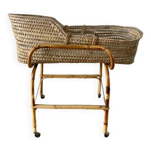 Berceau en osier et bambou années 1930 1940